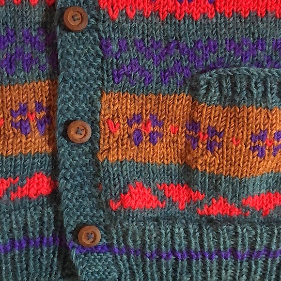 Vintage Handmade in Nepal 100% Wool Cardigan - Picture 9 of 15